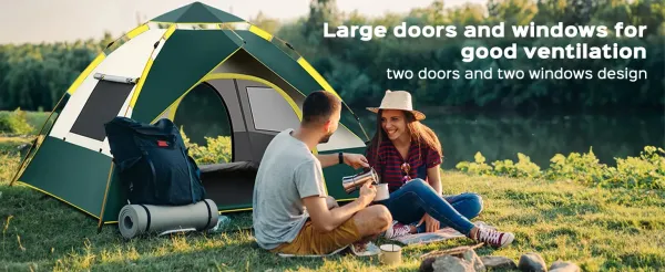 🌻 3-4 Person Camping Tent, Outdoor Pop Up Tent.